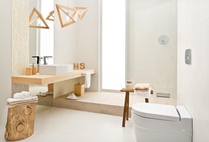 ahşap banyo dekorasyon objeleri, İtalyan duşlu banyo örneği, imitasyon parke döşeme