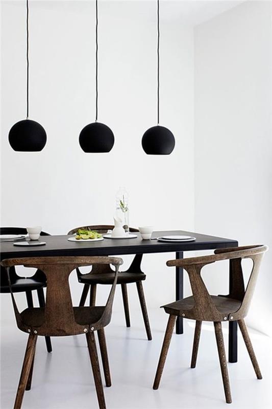 temno leseno pohištvo-črni lestenci-za-elegantno-dnevno sobo-pohištvo iz temnega lesa