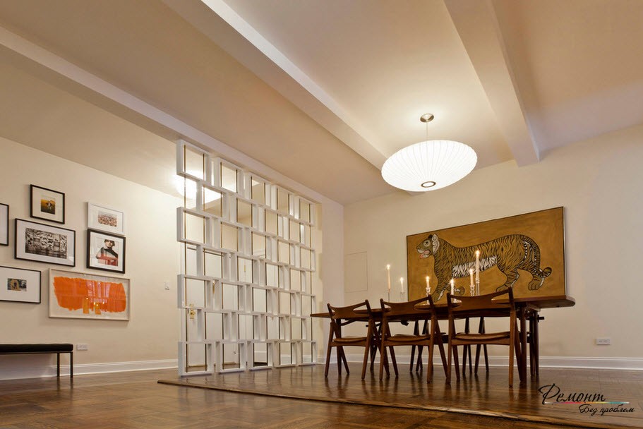 Partición decorativa = no solo una forma de zonificación, sino también la creación de un interior elegante