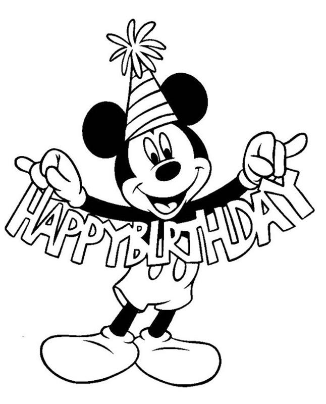 Risanje ali barvanje Mickey Mouse risanje rojstnega dne, risanje čestitk za rojstni dan