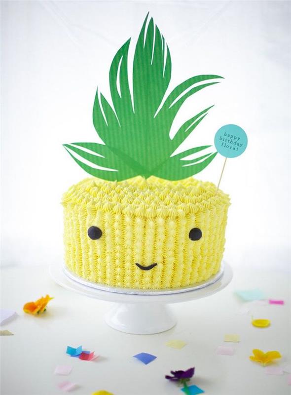 Kako okrasiti 3 -letno rojstnodnevno torto Ideja za pecivo za ljubitelje ananasa