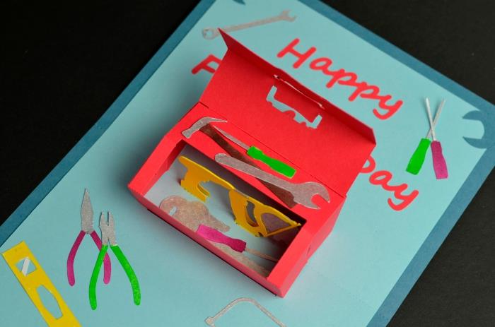 ideja za darilo za očetov dan, enostavna predloga pojavne kartice, vzorčna kartica s 3D-orodjem