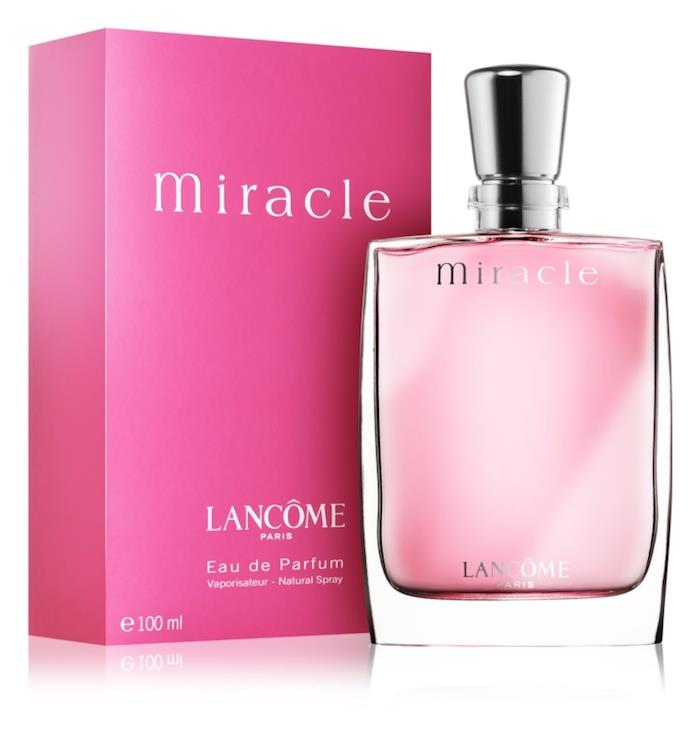 Lancome mucizesi, lüks parfüm markası pembe renk, modern ve şık parfüm fikri