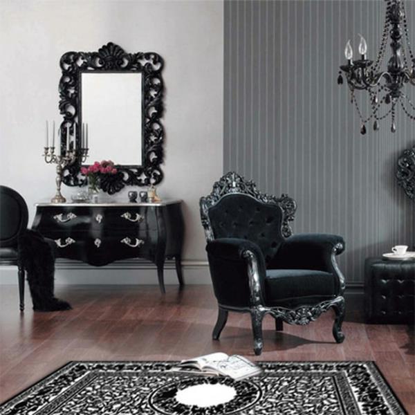 baročno ogledalo-črno-baročno pohištvo