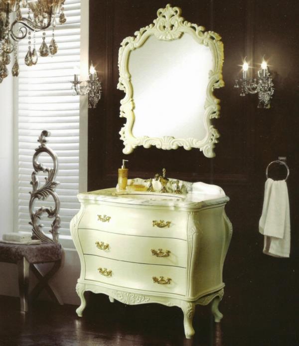 barok-ogledalo-barokna komoda-krem-barve