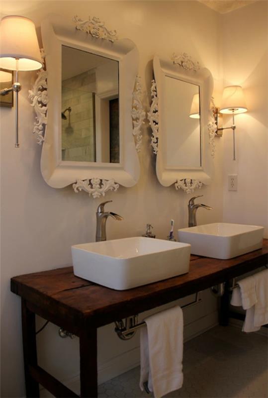 baroko veidrodis-du veidrodžiai ir du stačiakampiai kriauklės