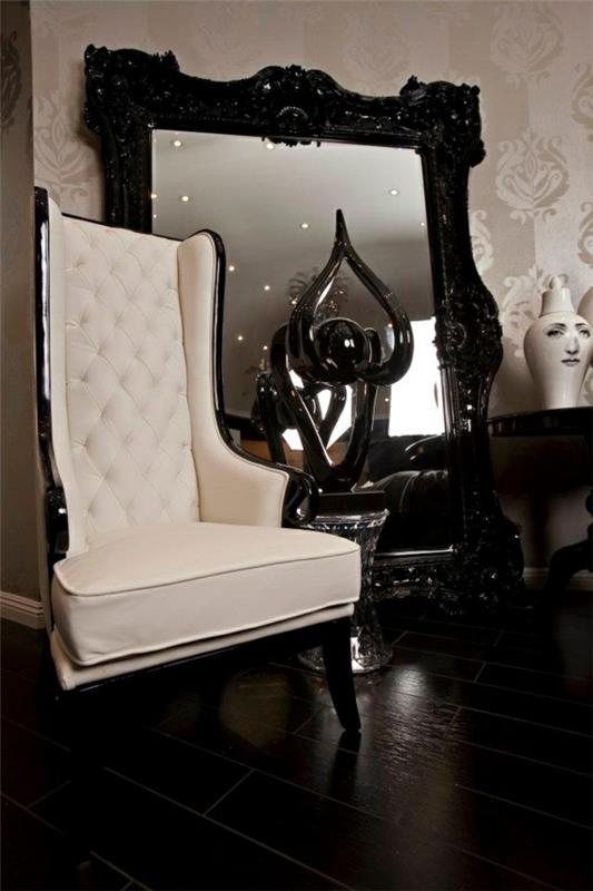 baroko veidrodis-didelis veidrodis ir senovinis fotelis