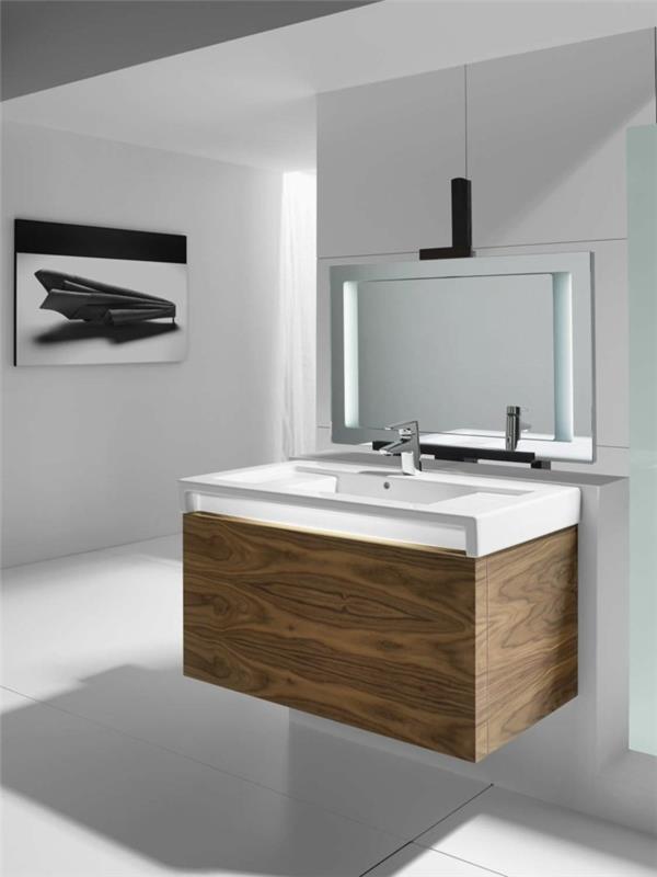 roca-vonios kambarys-veidrodis-su LED apšvietimu-veidrodis-vonios kambarys-baltos plytelės-vonios kambarys