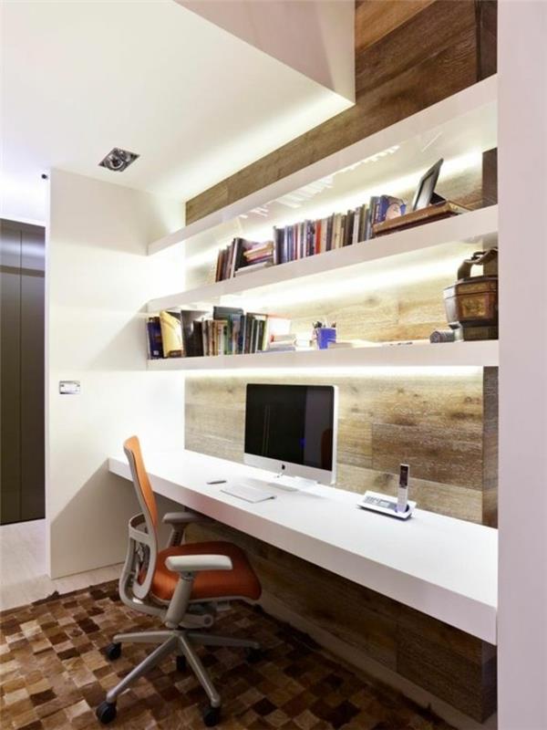 sodobno pisarniško pohištvo s čistimi črtami iz bele stenske mize