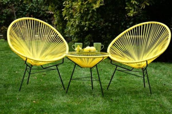 geltona-sodo baldai-metalas-kėdė