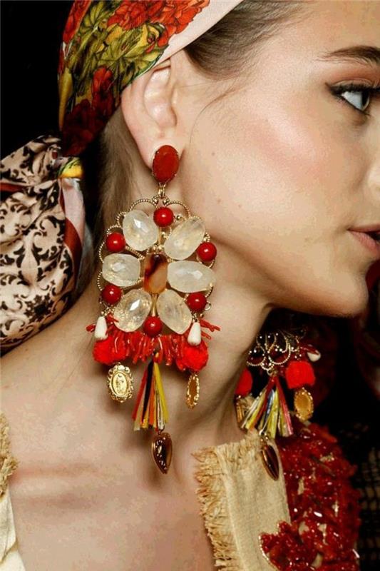 boemska moda, masivni uhani iz kamna in kovine