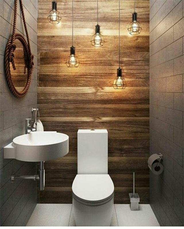 küçük banyo dekorasyonu, endüstriyel tarzda beş ışık, banyo modeli, pinterest banyo