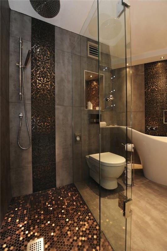 Itališko stiliaus vonios kambarys-smėlio spalvos plytelės-šiuolaikinis vonios kambarys