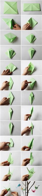 güzel bir origami kolye ışığı yapmak için bir kağıt vincin origami katlama talimatları