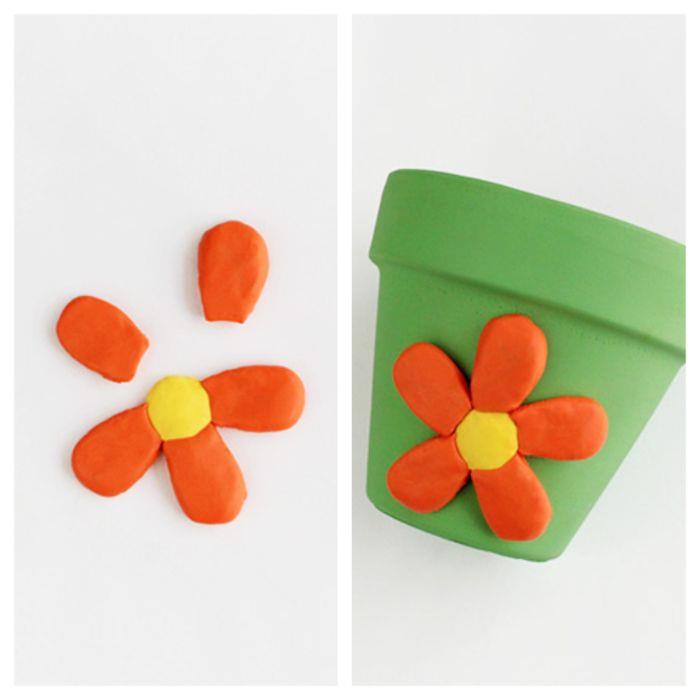 fimo kilden yapılmış çiçek deseni DIY birincil yetişkin deco saksı bahar kolay deco