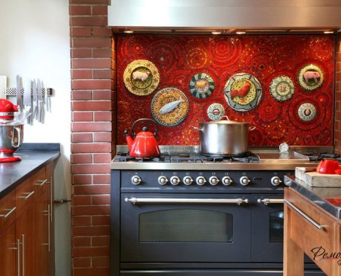 Mosaico inusual para la cocina.