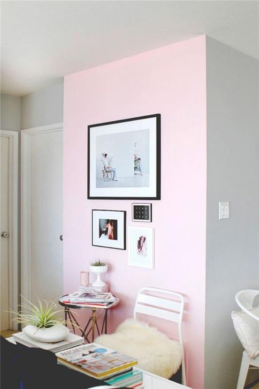 dvobarvna-stenska-barva-soba-v-dveh barvah-roza-sivo-elegantna-dnevna soba