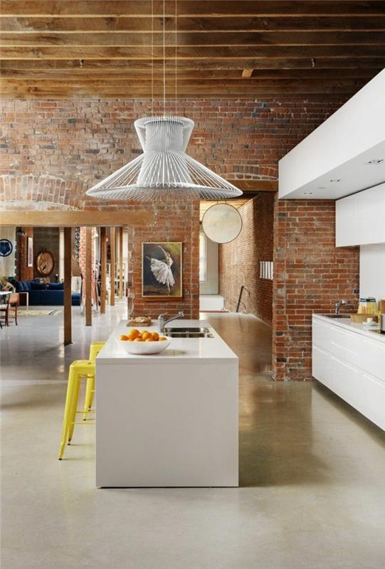 plytų siena-virtuvė-deko-dizainas-virtuvė-sala-balta