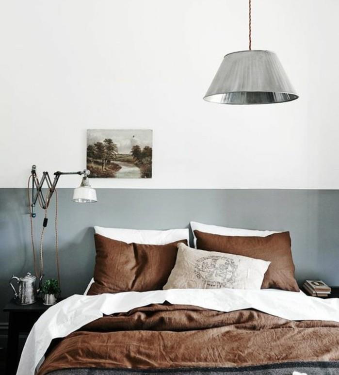 siena-pilka-balta-skandinaviškas-pakabukas-lempa-ir-patalynė-pilkai ruda-balta-idėja-kaip-papuošti-miegamąjį