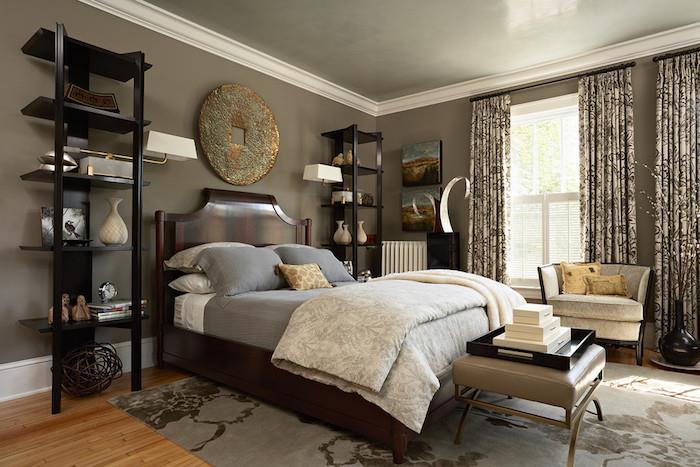 boyama yatak odası duvar taupe kahverengi gri