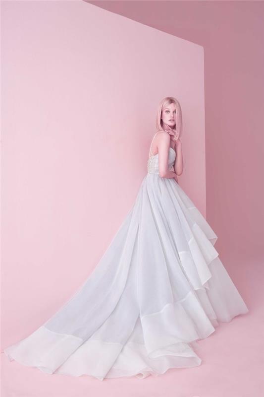 Vestuvinė suknelė 2018 pronuptia nuotakos suknelės klasės vestuvių nuotraukų suknelė puošnus ilgas gėlių sijonas
