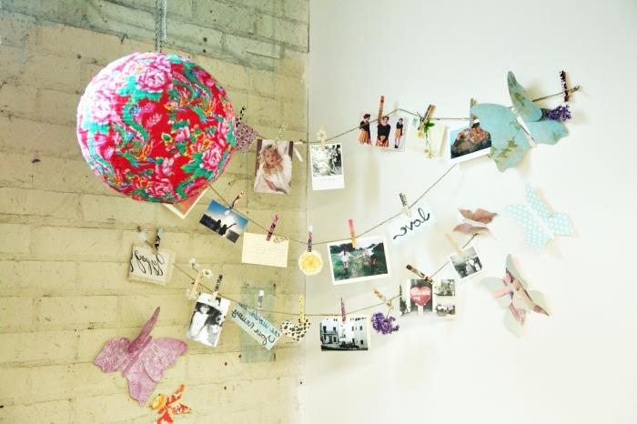 beyaz duvarlı genç odası için fotoğraflı dekoratif fikir, fotoğraflarla ne yapmalı yaratıcı proje