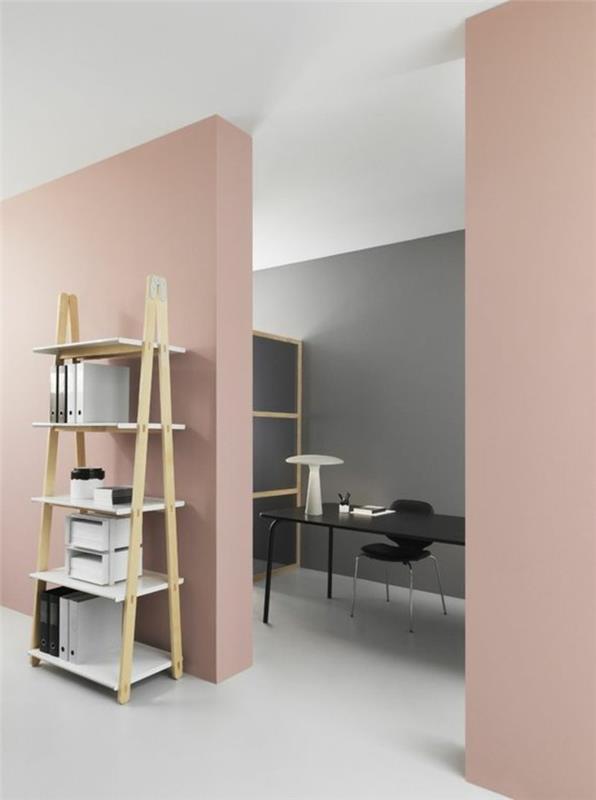 roza-siva-dnevna soba-elegantna-dvobarvna-stenska-barva-soba-v-dveh barvah