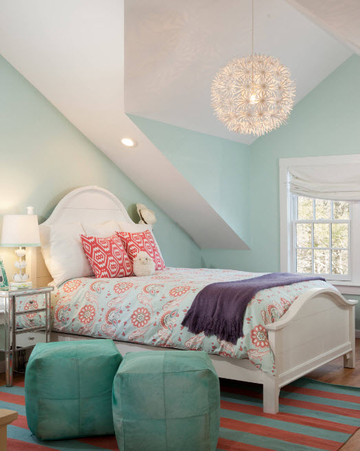 Color menta para el diseño de dormitorios.