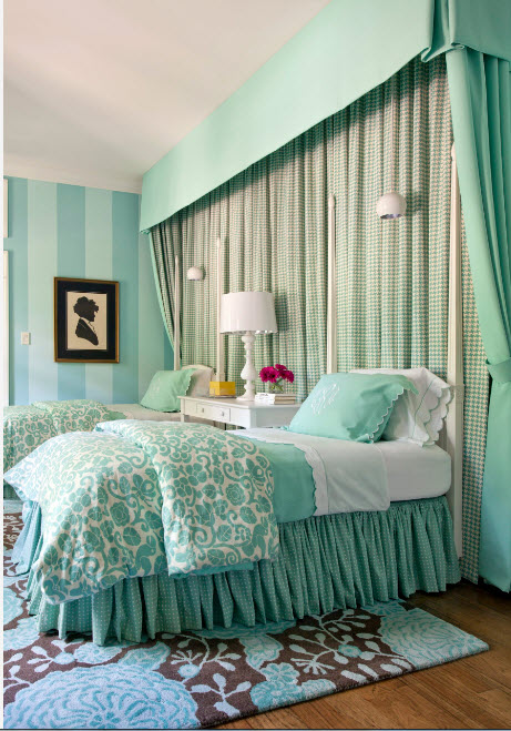 Dormitorio en colores menta