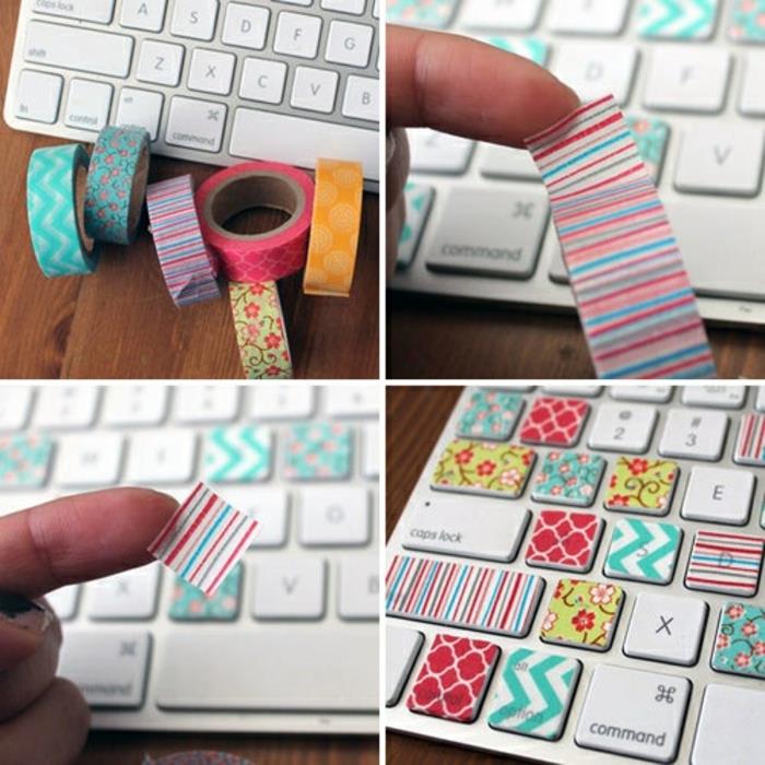 La tastiera del mus decorata con del nastro washi bant colorato