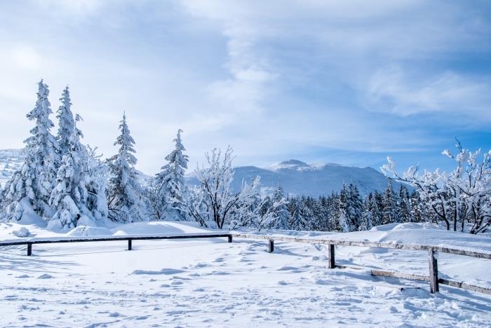 dağlarda doğa ve karla dolu yılbaşı duvar kağıdı, kışın doğanın güzel fotoğrafı