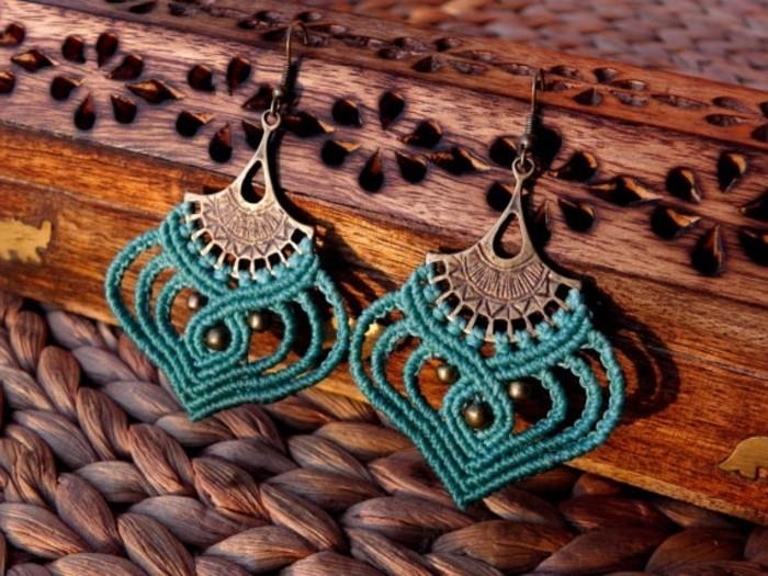 diy macrame, turkizni uhani, organizirajte leseni nakit