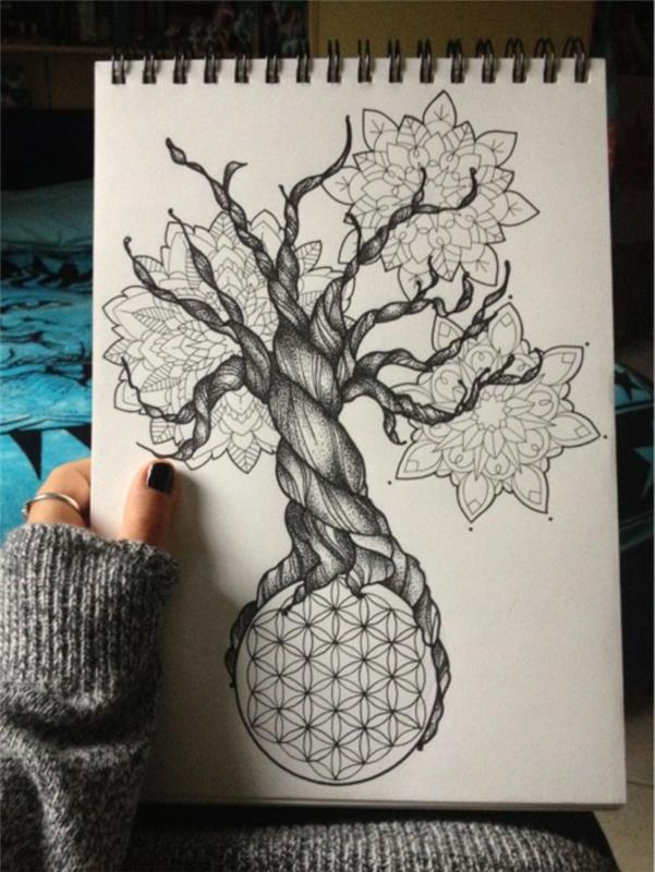 Güzel çizim geometrik şekil güzel adım adım hayat ağacı