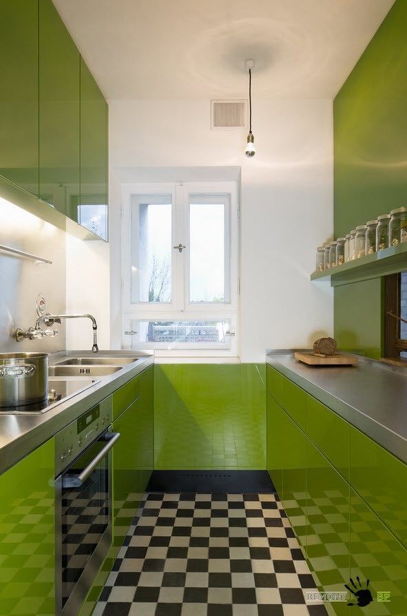 Cocina blanca y verde