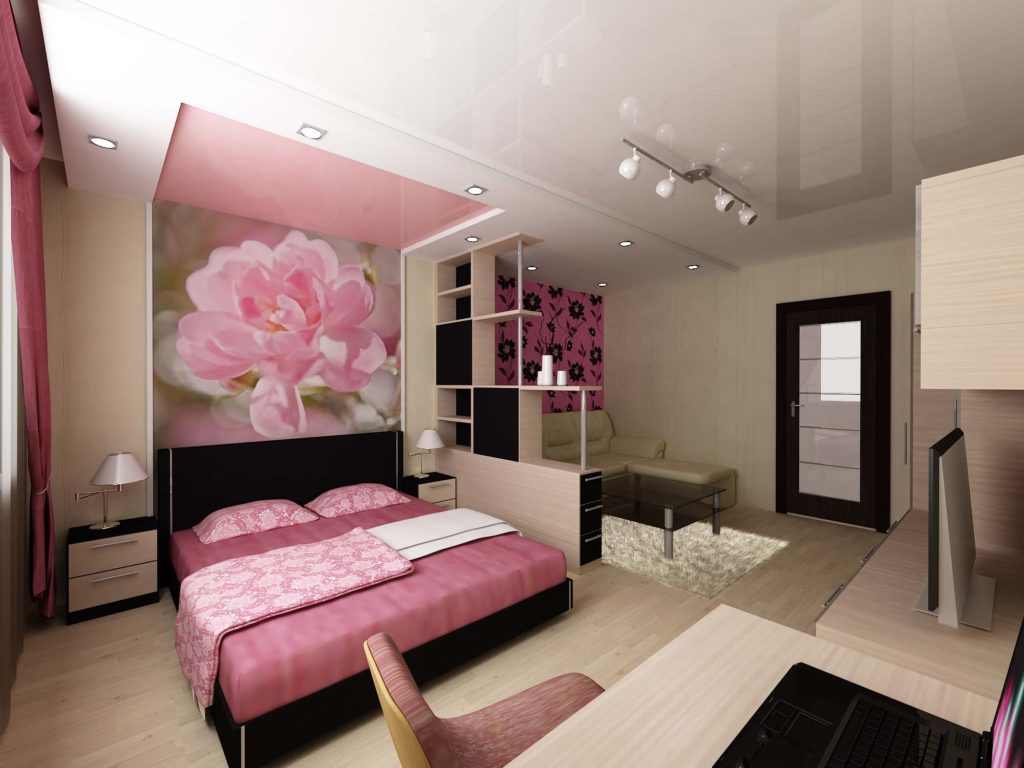 apartamento rosa com flores