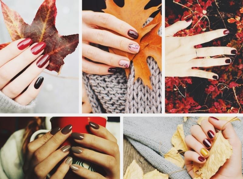 jesenski lak za nohte vijolične barve nail art enostavna jesenska dekoracija na enem nohtu tehnika manikure 2021