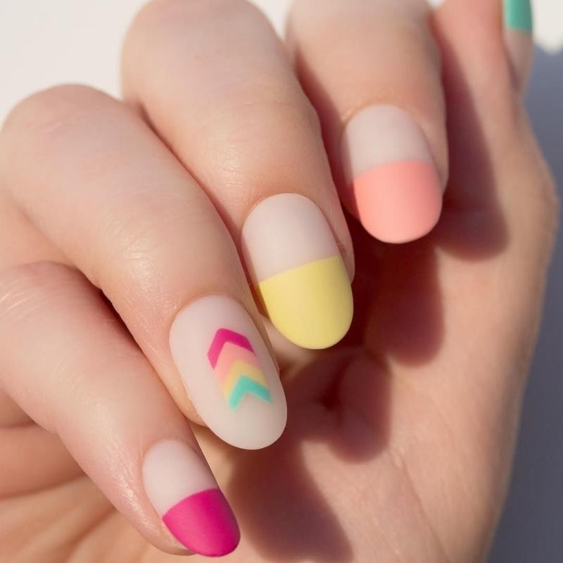 pastelne barve nail art pastelni lak geometrijski vzorci mat lak lak zaključek