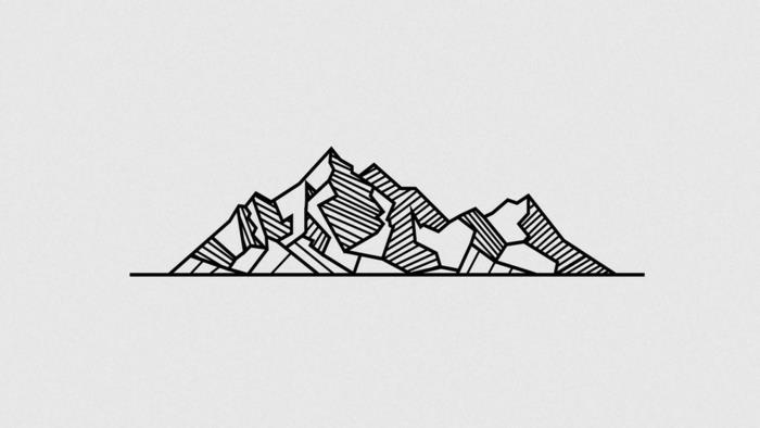 Açıklamalı dağlar geometrik çizim çizgilerle dağ çiz