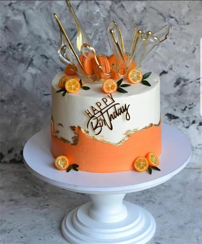 Kadınlar için turuncu yetişkin doğum günü pastası, orijinal yetişkin doğum günü pastası