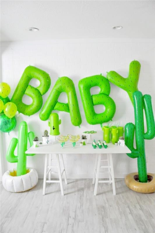kaktuso tematikos kūdikių dušas, dekoravimo idėjos mergaitės ar berniuko kūdikio dušui