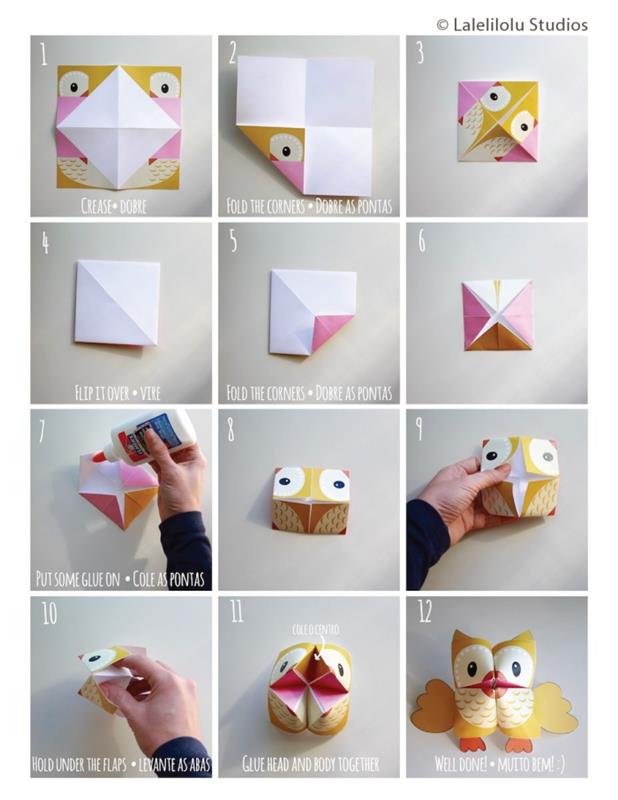 smagi darželio „pasidaryk pats“ idėja vaikų tema, lengvi gyvūnų origami lankstymo šablonai ir žingsniai nemokamai