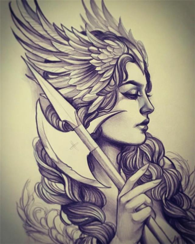 Vikingų moterų tatuiruotės dizainas