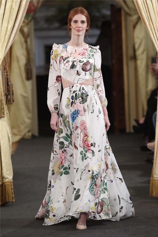 Izvirna obleka imperij z izrezi cvetlična poročna obleka 2018 boemska poročna obleka izberite najlepšo obleko