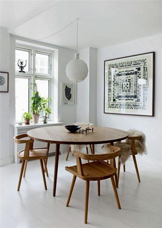 originali-apvali-medinė-virtuvė-stalas-svetainė-baltos grindys-