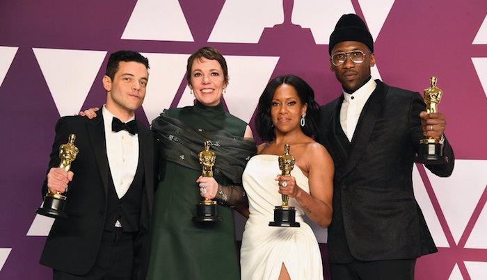 Rami Malek Olivia Colman Mahershala Ali ve Regina King ile 2019 Oscar'larının ana kazananlarının fotoğrafları