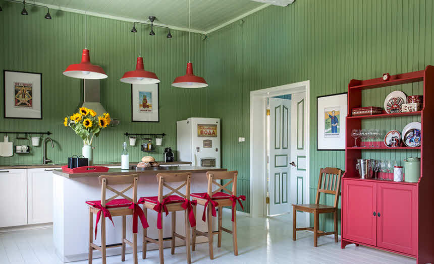 pannelli verdi in cucina