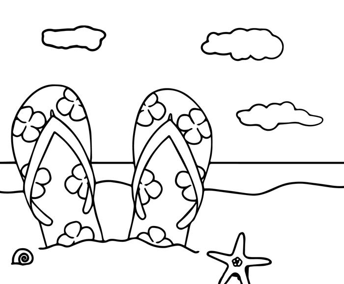 parmak arası terlik çifti desen yaz aksesuarı plaj tatili deniz kenarında dinlenme güneş banyosu bulut deniz dalgaları çizmek için çizim