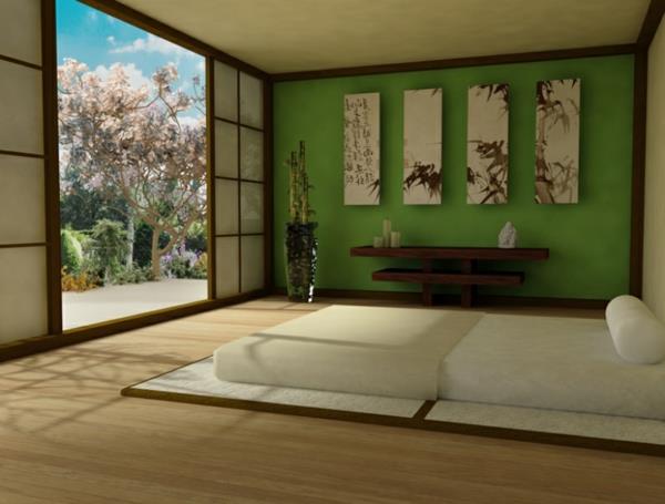 plošča za spalnico v japonskem-tečaju-zen-azijskem slogu