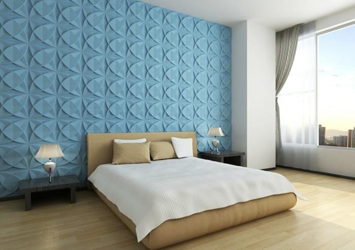 modre stenske plošče-kako-okrasiti-stene-v-spalnici