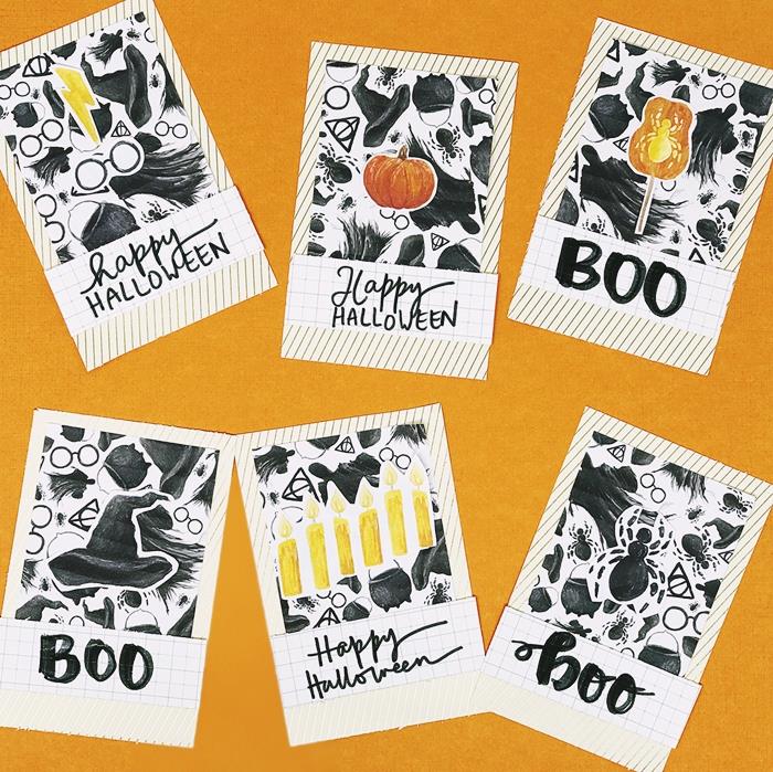 karton kağıt turuncu kabak desenleri diy kartı mutlu cadılar bayramı diy sonbahar desenleri ev yapımı kart radyestezi